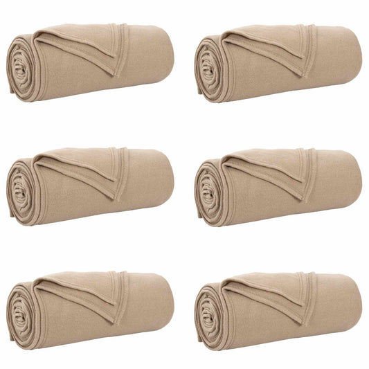 vidaXL Throw Blankets 6 pcs Camel 270 x 240 cm Fleece