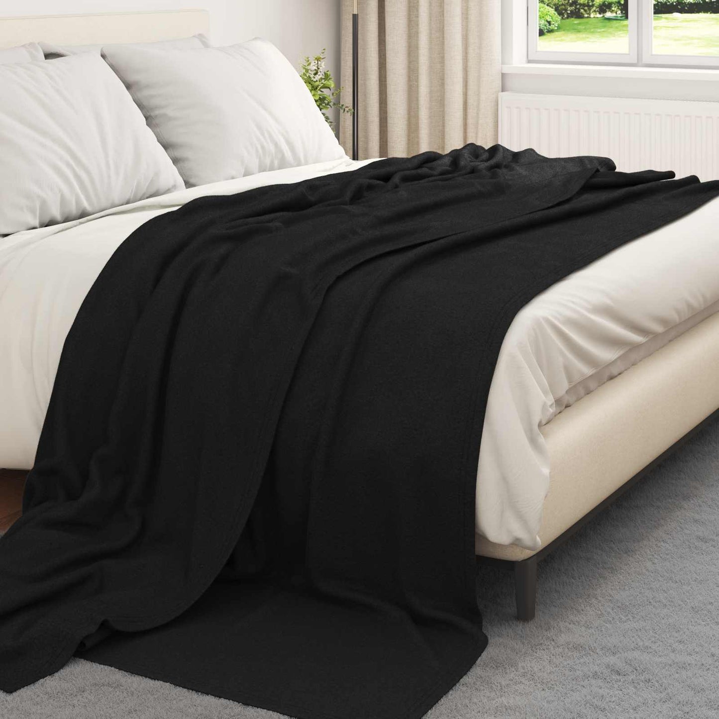 vidaXL Throw Blankets 24 pcs Black 270 x 240 cm Fleece