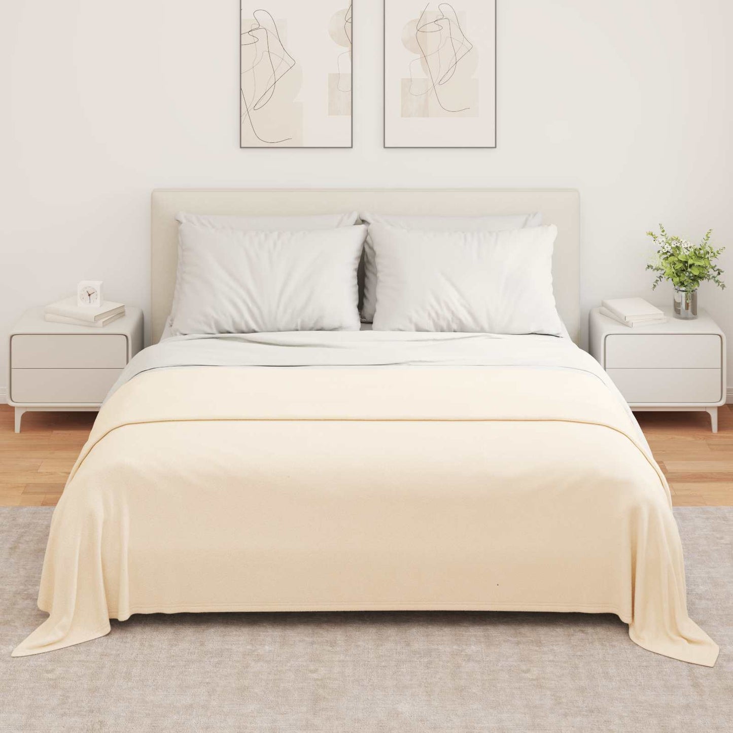 vidaXL Throw Blanket Cream 280 x 210 cm Fleece
