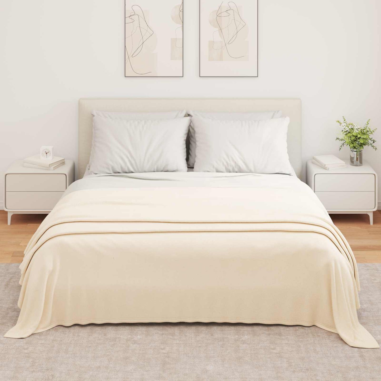 vidaXL Throw Blanket Cream 350 x 270 cm Fleece