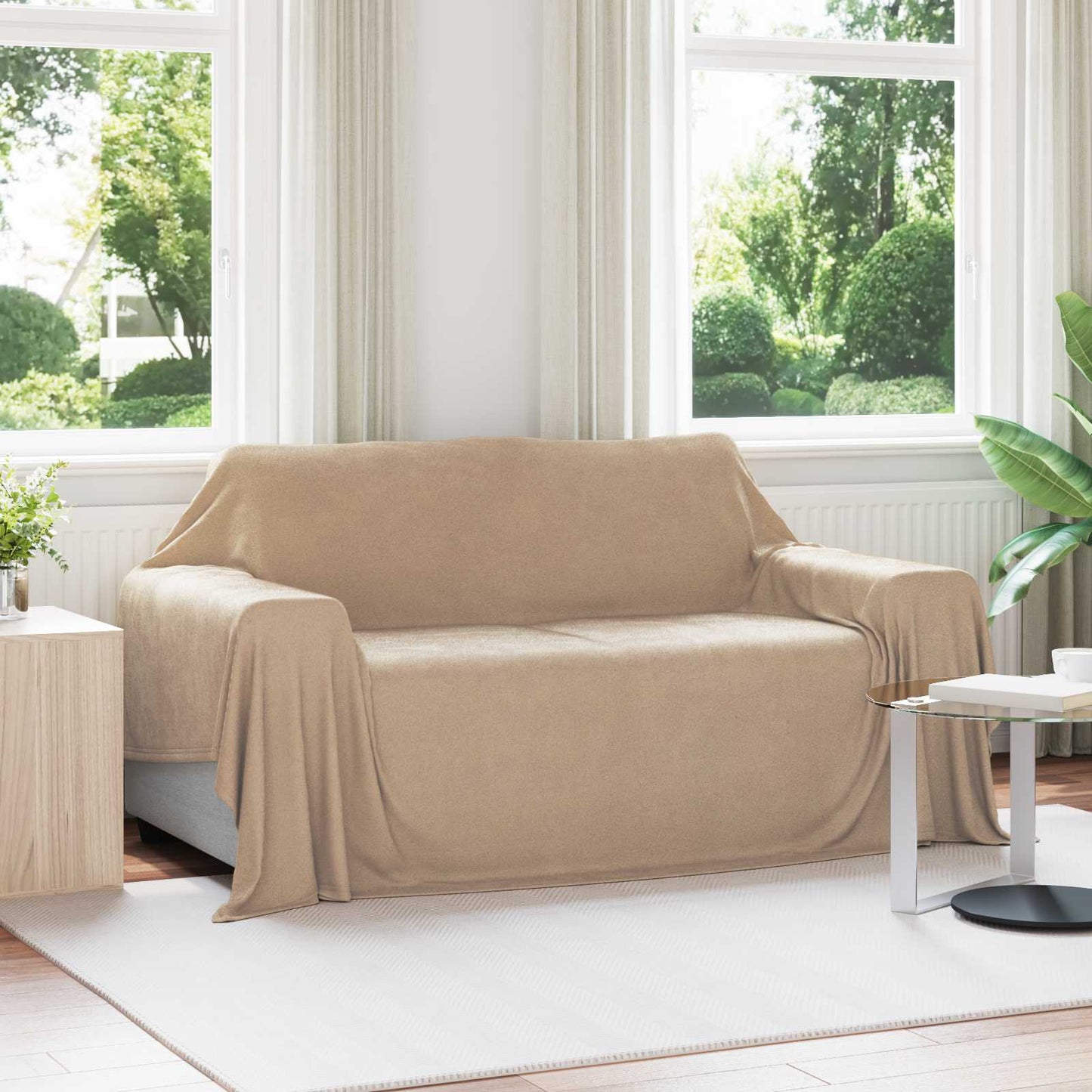 vidaXL Throw Blanket Camel 280 x 210 cm Fleece