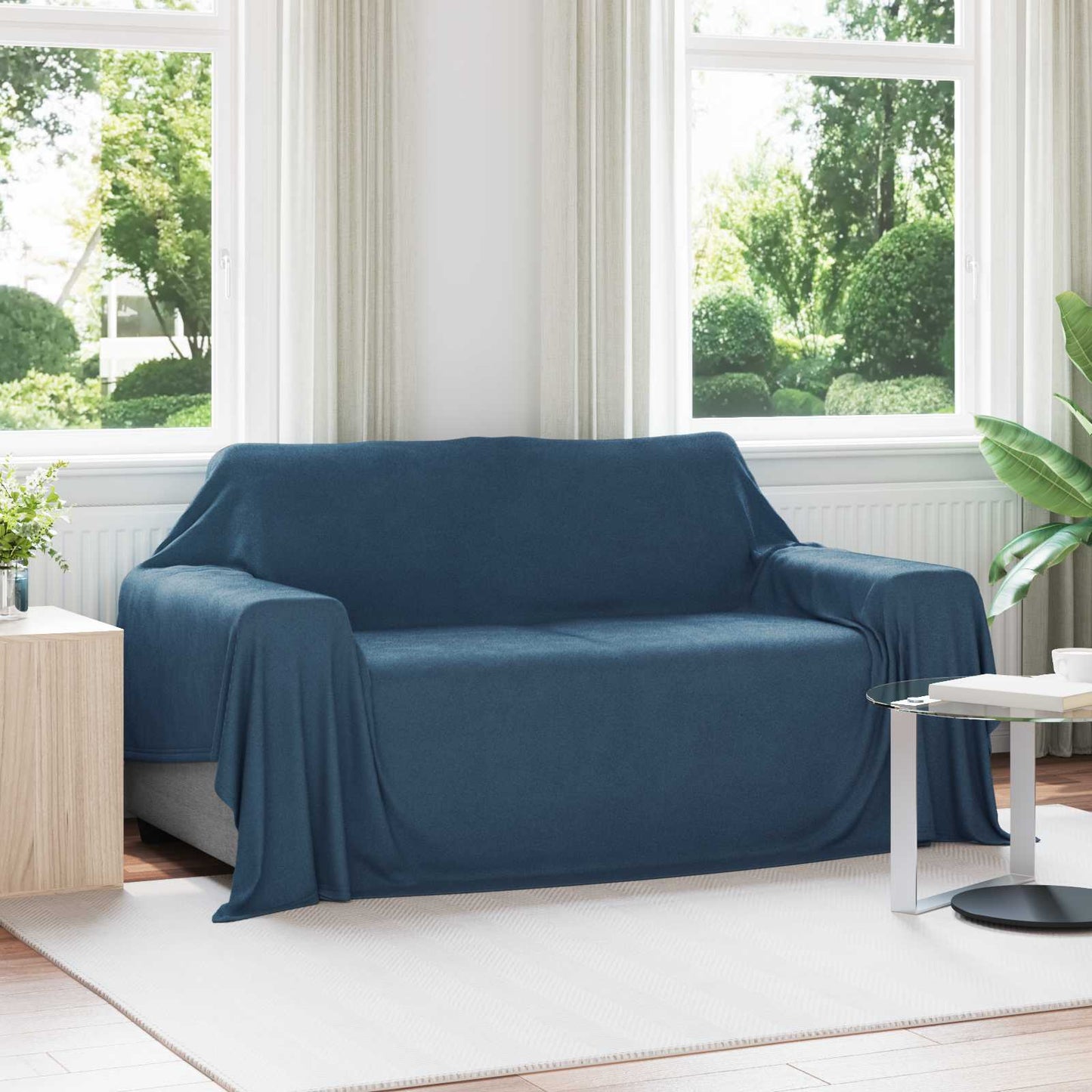 vidaXL Throw Blanket Navy Blue 280 x 210 cm Fleece