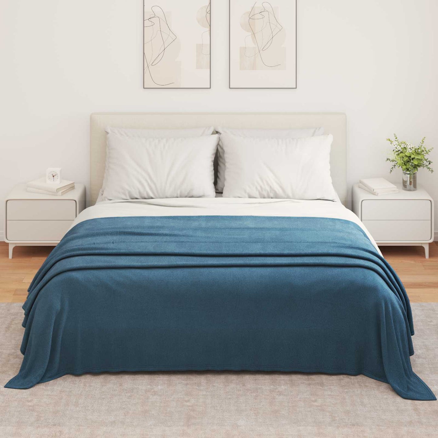 vidaXL Throw Blanket Navy Blue 350 x 270 cm Fleece