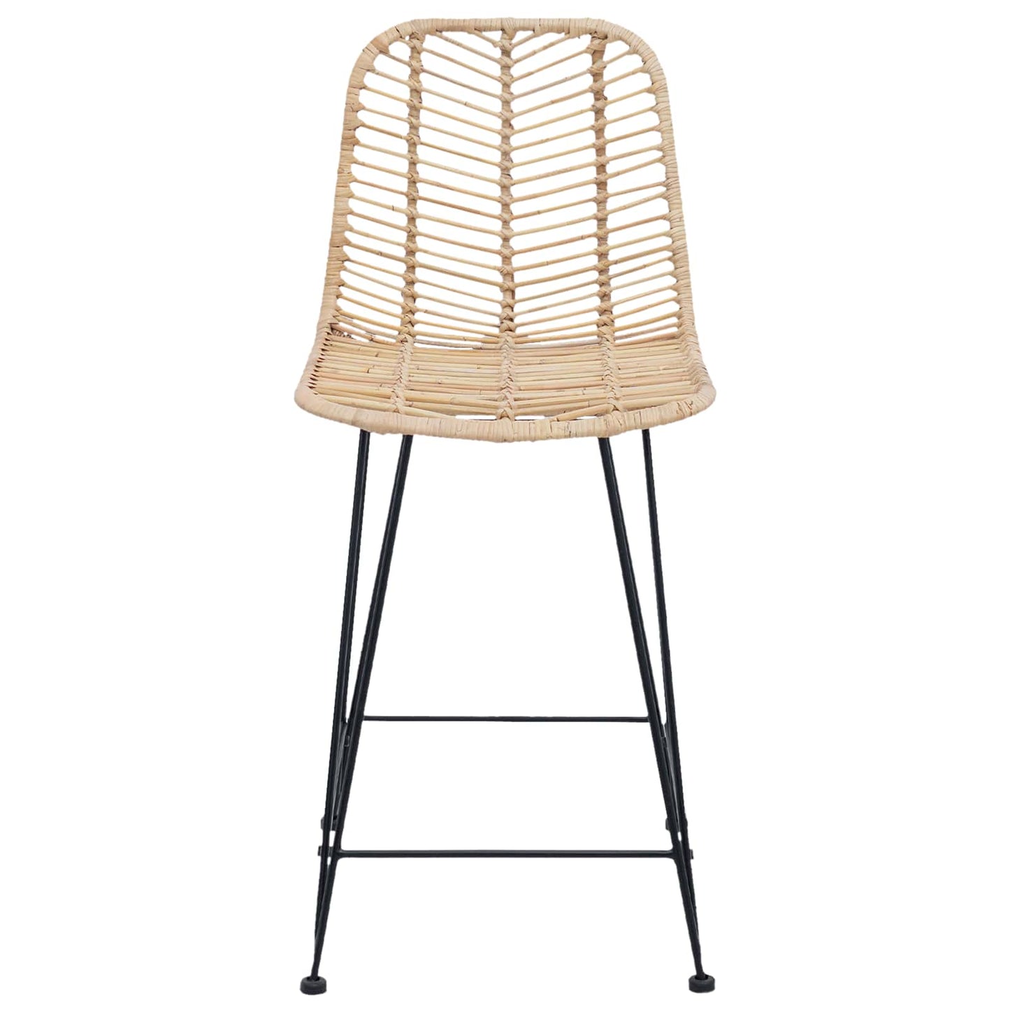 vidaXL Bar Chair 2 pcs Natural 44.5 x 54.5 x 97.5 cm Rattan and Iron