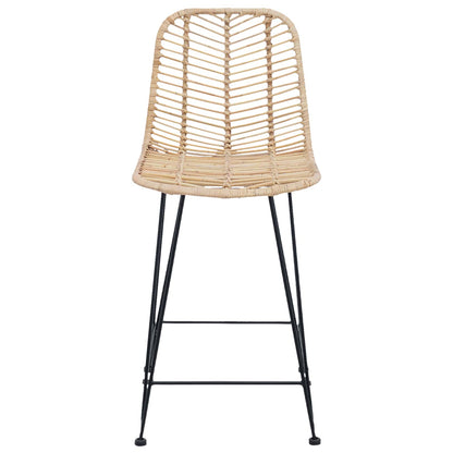 vidaXL Bar Chair 2 pcs Natural 44.5 x 54.5 x 97.5 cm Rattan and Iron