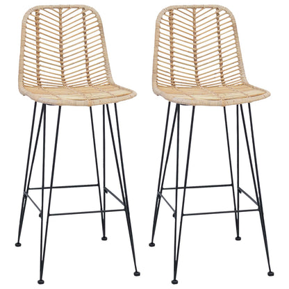 vidaXL Bar Chair 2 pcs Natural 44.5 x 53 x 111 cm Rattan and Iron