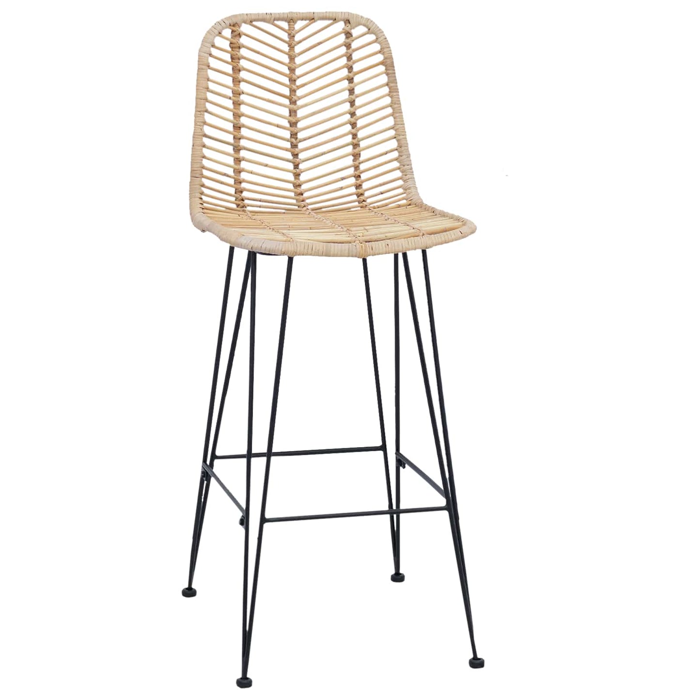 vidaXL Bar Chair 2 pcs Natural 44.5 x 53 x 111 cm Rattan and Iron
