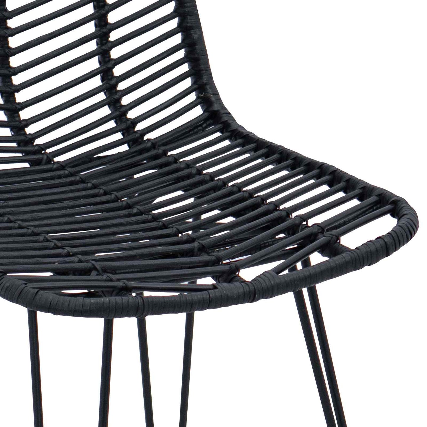 vidaXL Bar Chair 2 pcs Black 44.5 x 54.5 x 97.5 cm Rattan and Iron