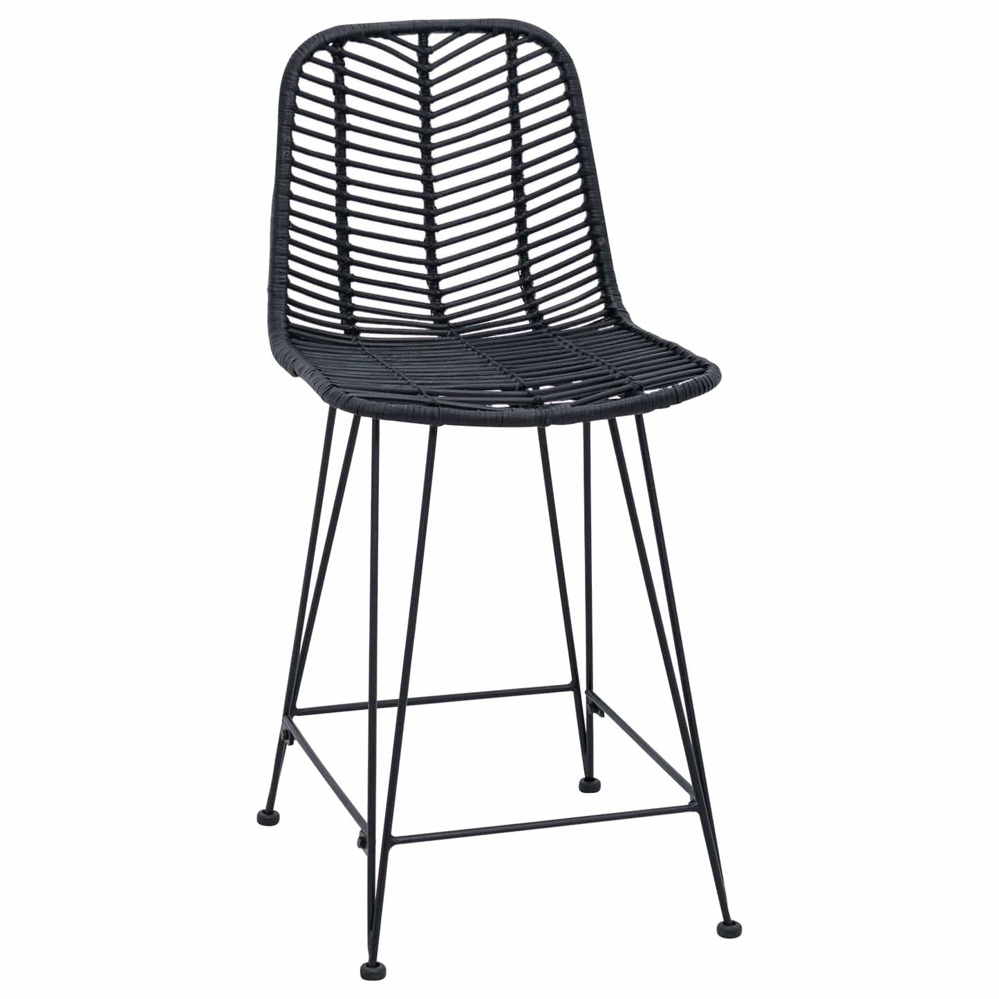 vidaXL Bar Chair 2 pcs Black 44.5 x 54.5 x 97.5 cm Rattan and Iron