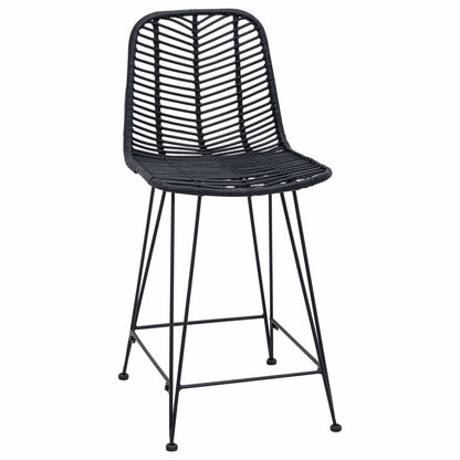 vidaXL Bar Chair 2 pcs Black 44.5 x 54.5 x 97.5 cm Rattan and Iron