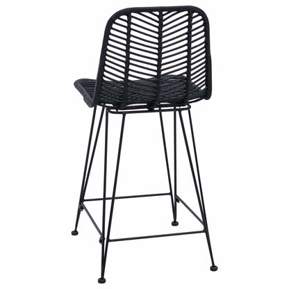 vidaXL Bar Chair 2 pcs Black 44.5 x 54.5 x 97.5 cm Rattan and Iron