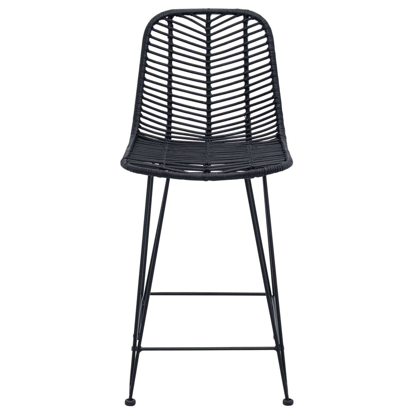 vidaXL Bar Chair 2 pcs Black 44.5 x 54.5 x 97.5 cm Rattan and Iron