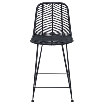 vidaXL Bar Chair 2 pcs Black 44.5 x 54.5 x 97.5 cm Rattan and Iron