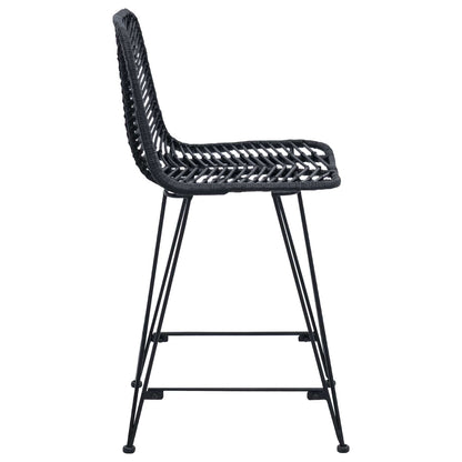 vidaXL Bar Chair 2 pcs Black 44.5 x 54.5 x 97.5 cm Rattan and Iron