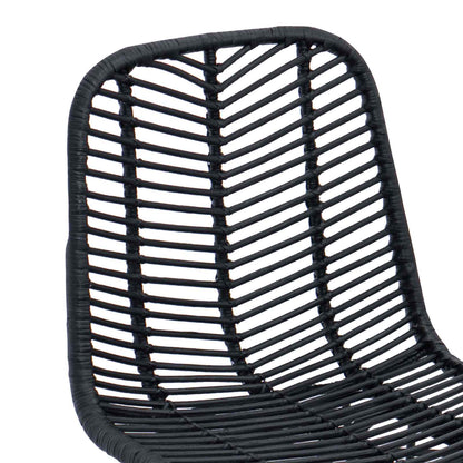vidaXL Bar Chair 2 pcs Black 44.5 x 53 x 111 cm Rattan and Iron