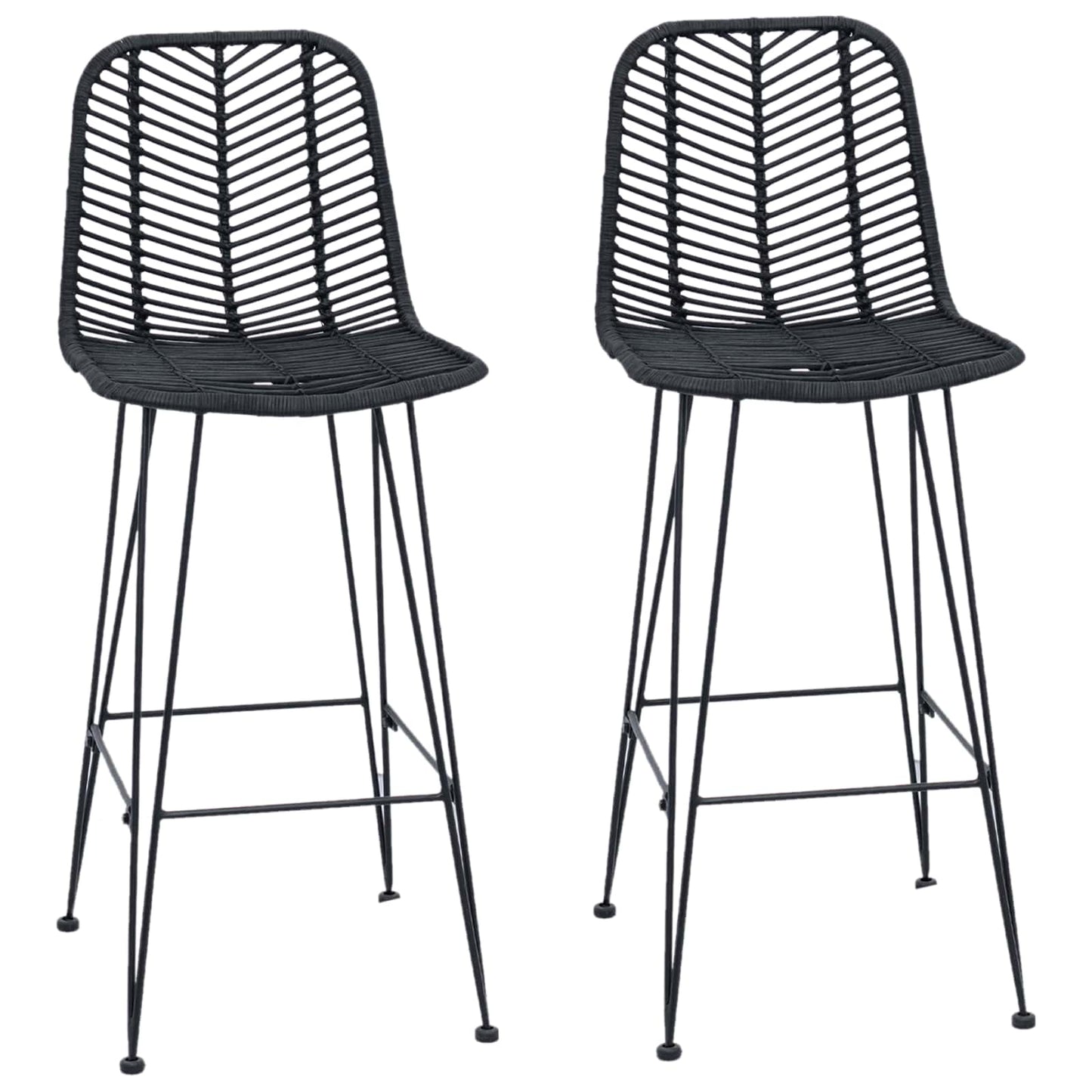 vidaXL Bar Chair 2 pcs Black 44.5 x 53 x 111 cm Rattan and Iron