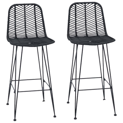 vidaXL Bar Chair 2 pcs Black 44.5 x 53 x 111 cm Rattan and Iron
