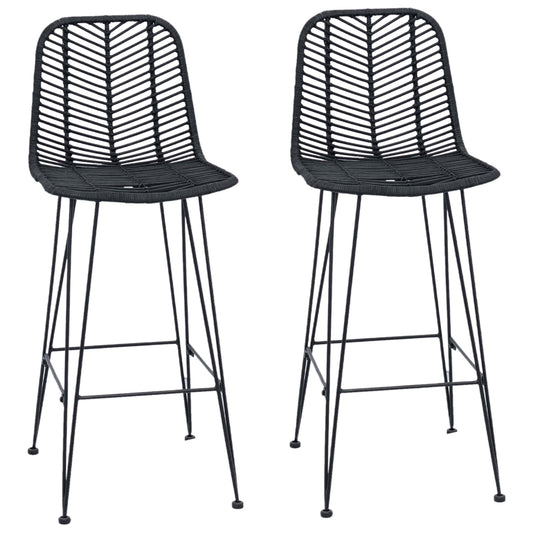 vidaXL Bar Chair 2 pcs Black 44.5 x 53 x 111 cm Rattan and Iron