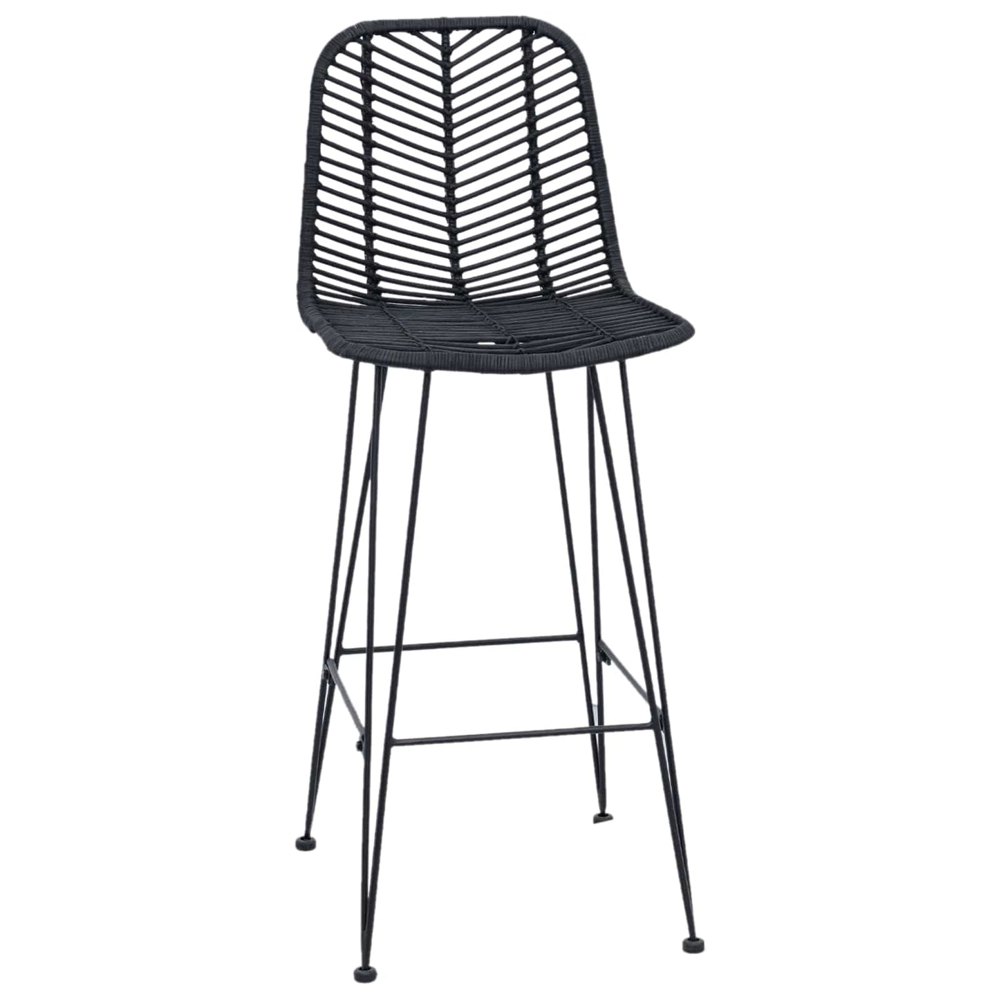 vidaXL Bar Chair 2 pcs Black 44.5 x 53 x 111 cm Rattan and Iron