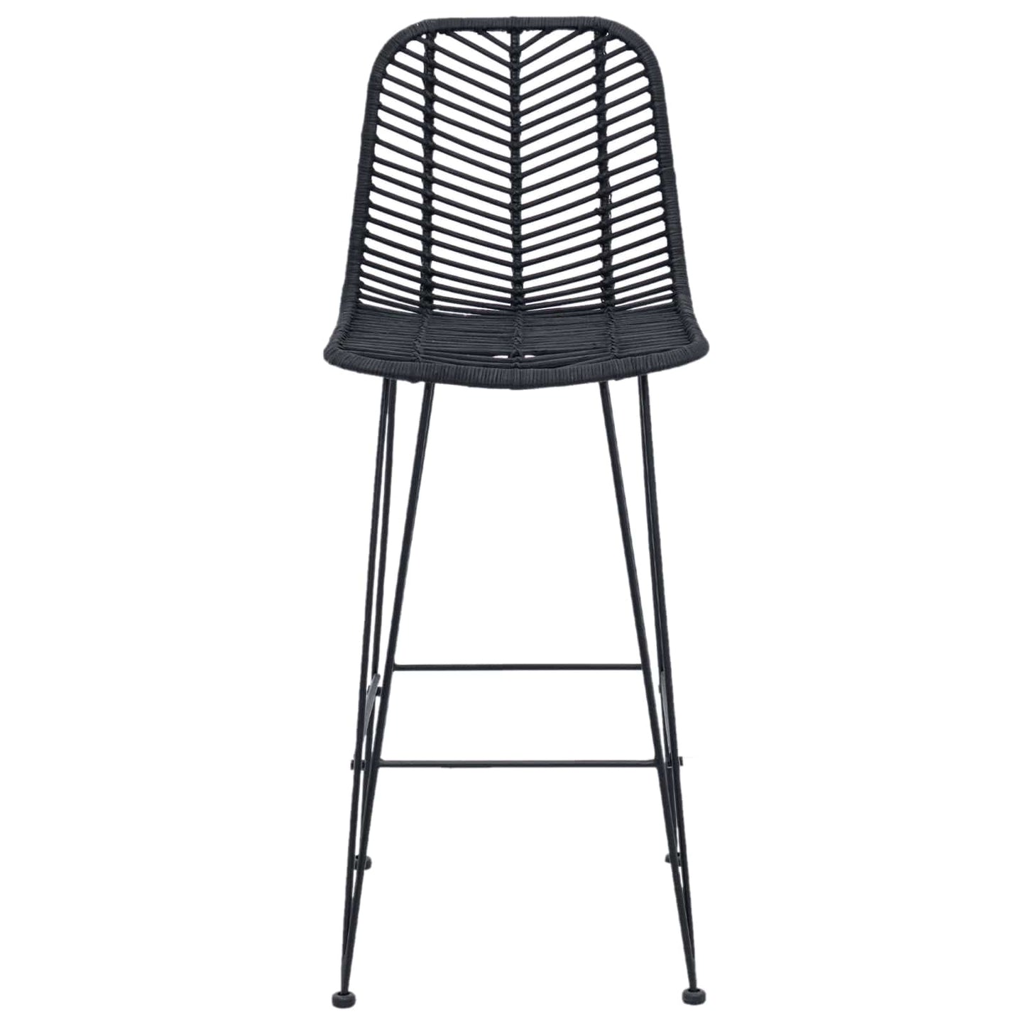 vidaXL Bar Chair 2 pcs Black 44.5 x 53 x 111 cm Rattan and Iron