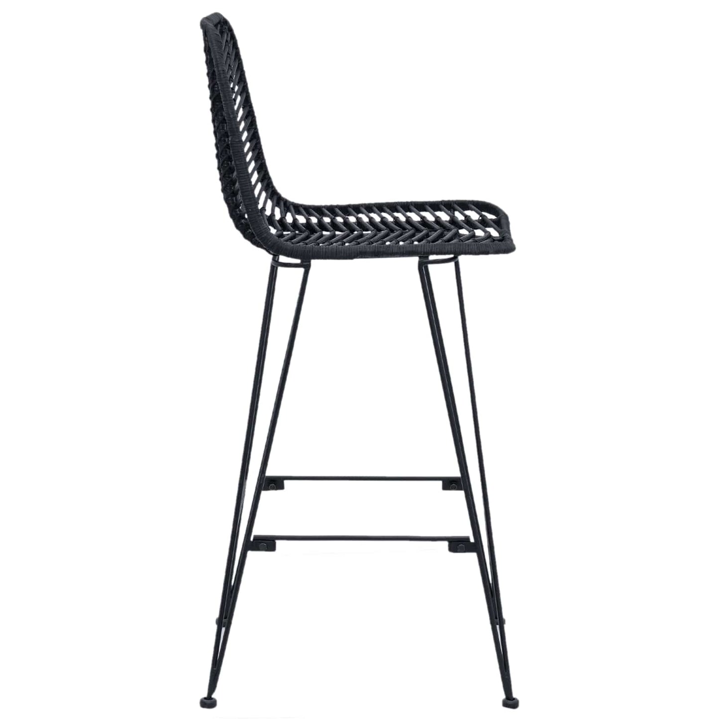 vidaXL Bar Chair 2 pcs Black 44.5 x 53 x 111 cm Rattan and Iron