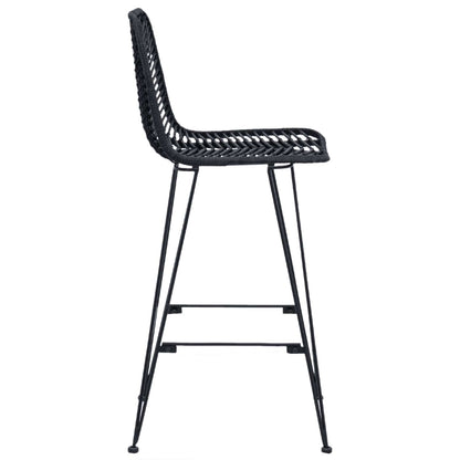vidaXL Bar Chair 2 pcs Black 44.5 x 53 x 111 cm Rattan and Iron