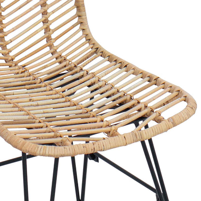 vidaXL Dining Chair 2 pcs Rattan and Iron Natural 44.5 x 54.5 x 85 cm
