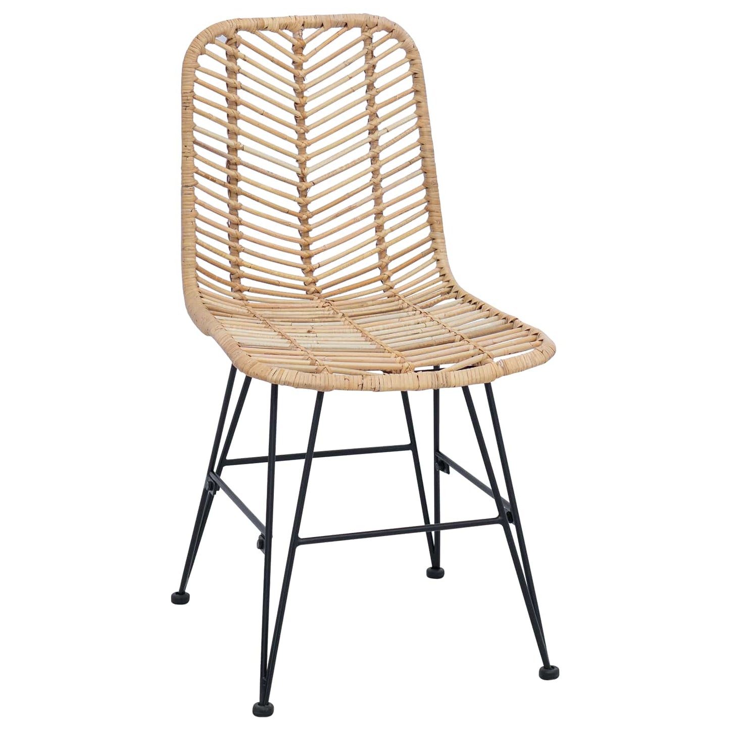 vidaXL Dining Chair 2 pcs Rattan and Iron Natural 44.5 x 54.5 x 85 cm