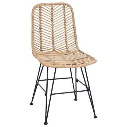 vidaXL Dining Chair 2 pcs Rattan and Iron Natural 44.5 x 54.5 x 85 cm