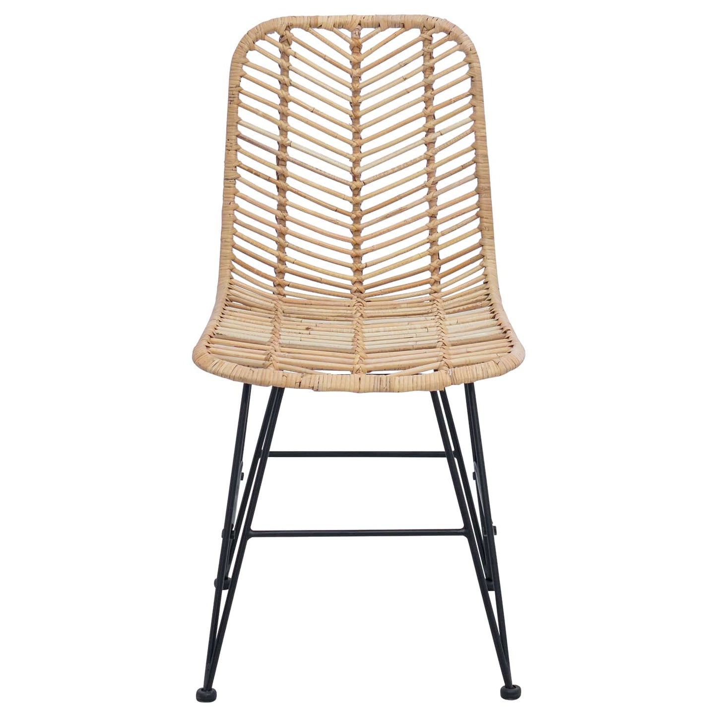 vidaXL Dining Chair 2 pcs Rattan and Iron Natural 44.5 x 54.5 x 85 cm