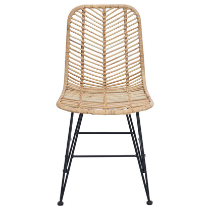 vidaXL Dining Chair 2 pcs Rattan and Iron Natural 44.5 x 54.5 x 85 cm