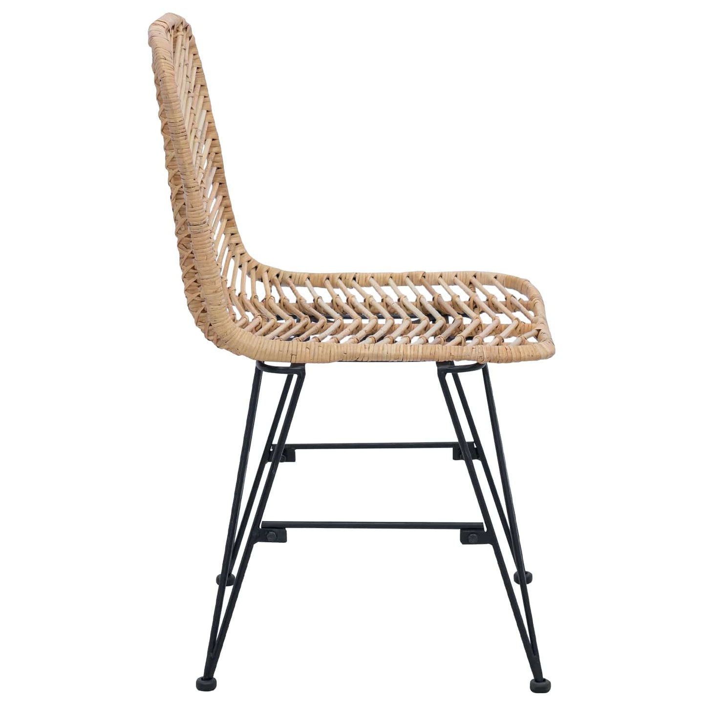 vidaXL Dining Chair 2 pcs Rattan and Iron Natural 44.5 x 54.5 x 85 cm
