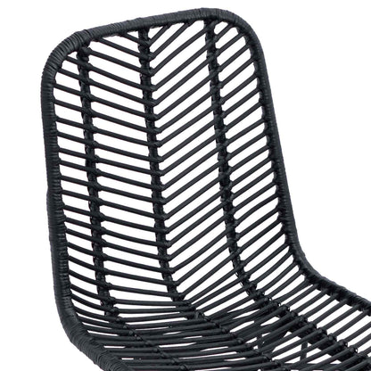 vidaXL Dining Chair 2 pcs Rattan and Iron Black 44.5 x 54.5 x 85 cm