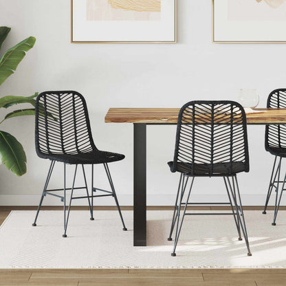vidaXL Dining Chair 2 pcs Rattan and Iron Black 44.5 x 54.5 x 85 cm