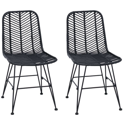 vidaXL Dining Chair 2 pcs Rattan and Iron Black 44.5 x 54.5 x 85 cm