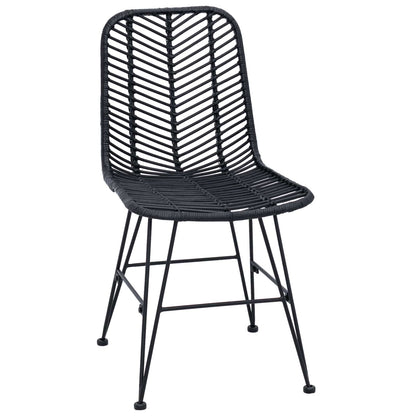 vidaXL Dining Chair 2 pcs Rattan and Iron Black 44.5 x 54.5 x 85 cm