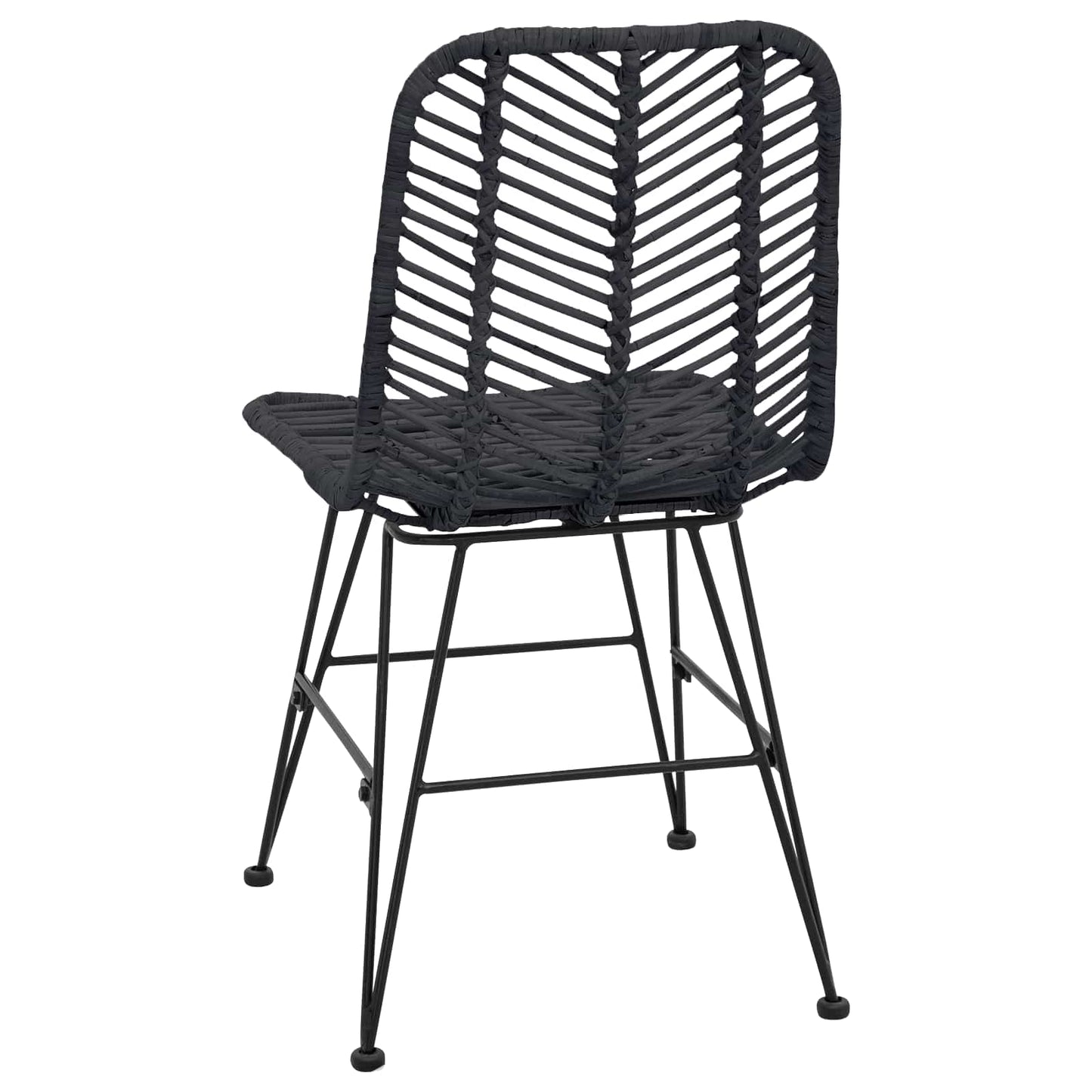 vidaXL Dining Chair 2 pcs Rattan and Iron Black 44.5 x 54.5 x 85 cm