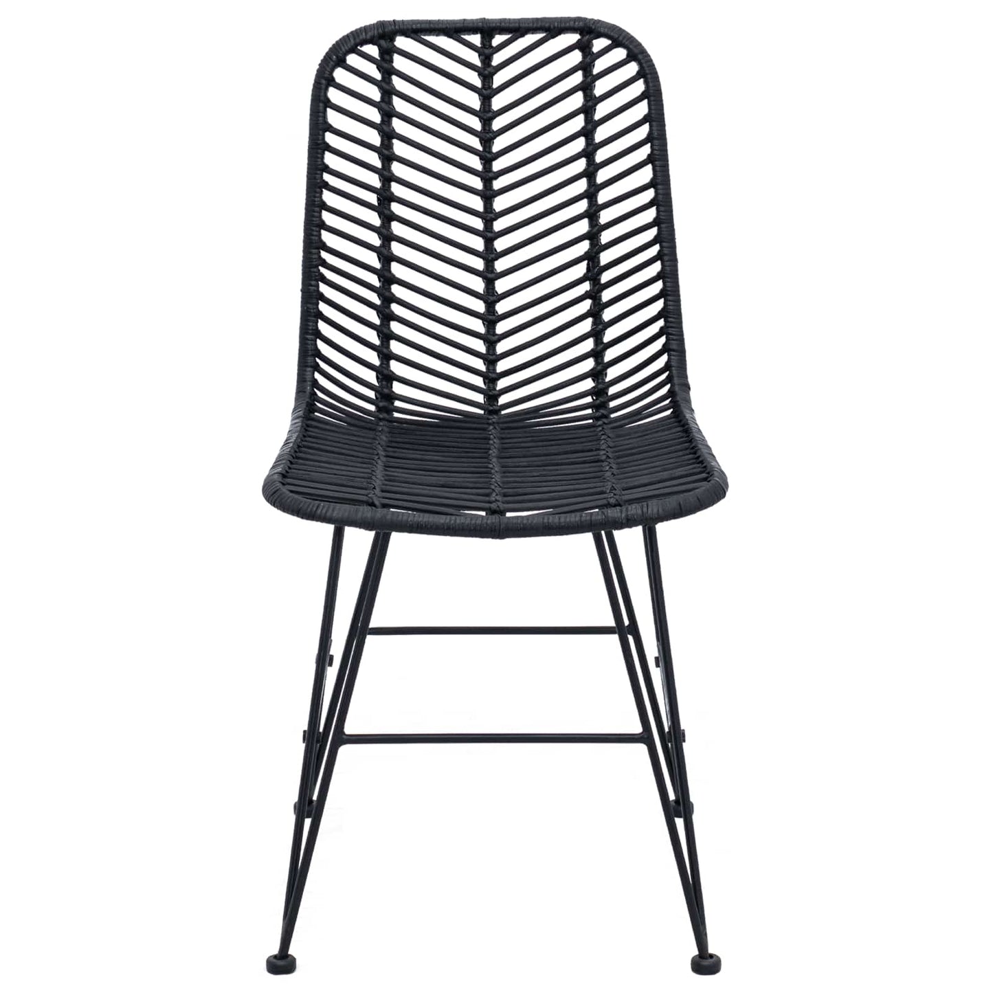vidaXL Dining Chair 2 pcs Rattan and Iron Black 44.5 x 54.5 x 85 cm