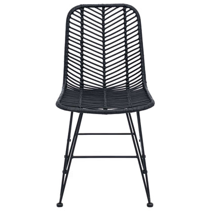 vidaXL Dining Chair 2 pcs Rattan and Iron Black 44.5 x 54.5 x 85 cm
