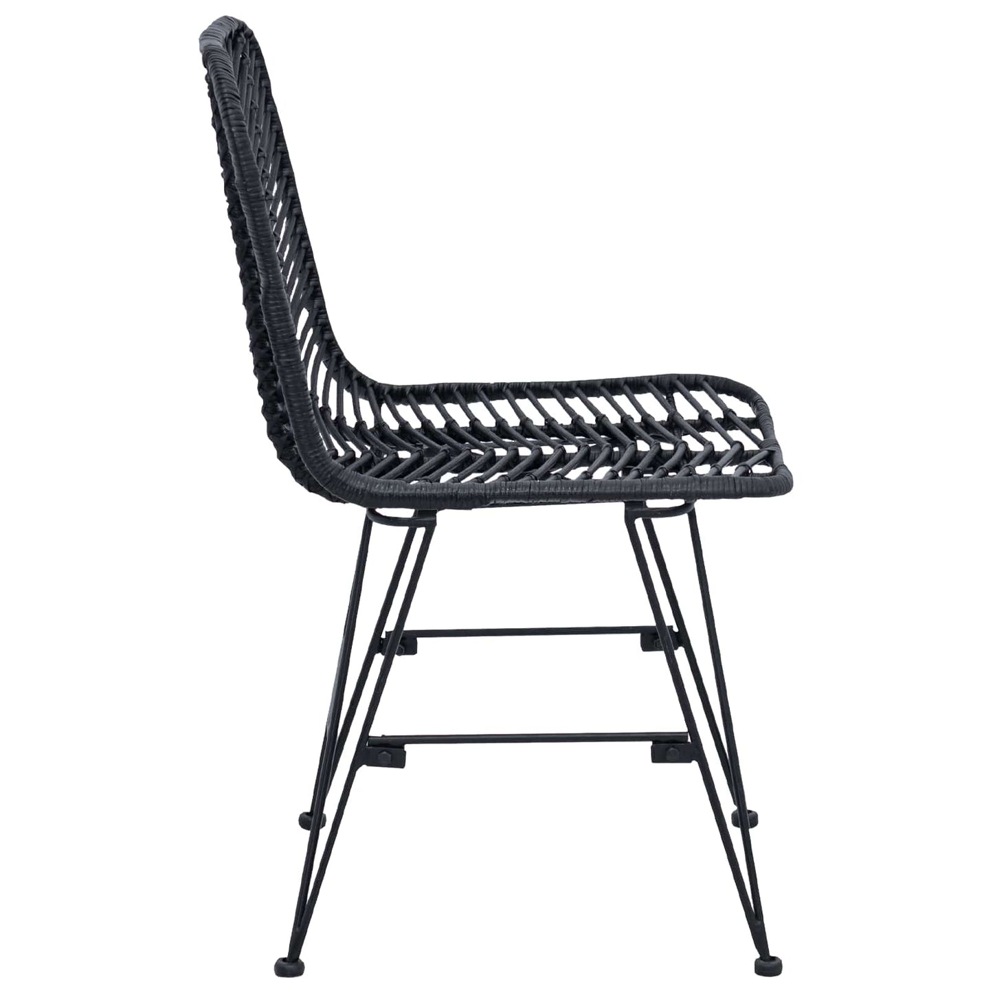vidaXL Dining Chair 2 pcs Rattan and Iron Black 44.5 x 54.5 x 85 cm