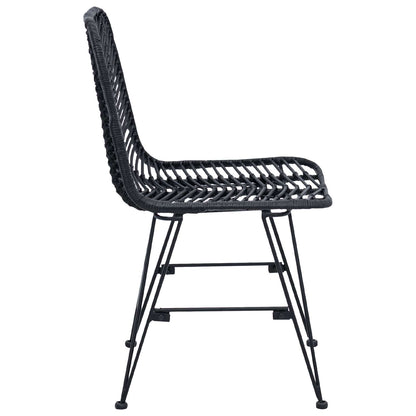 vidaXL Dining Chair 2 pcs Rattan and Iron Black 44.5 x 54.5 x 85 cm