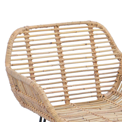 vidaXL Bar Chair 2 pcs Natural 55 x 52 x 92 cm Rattan and Iron