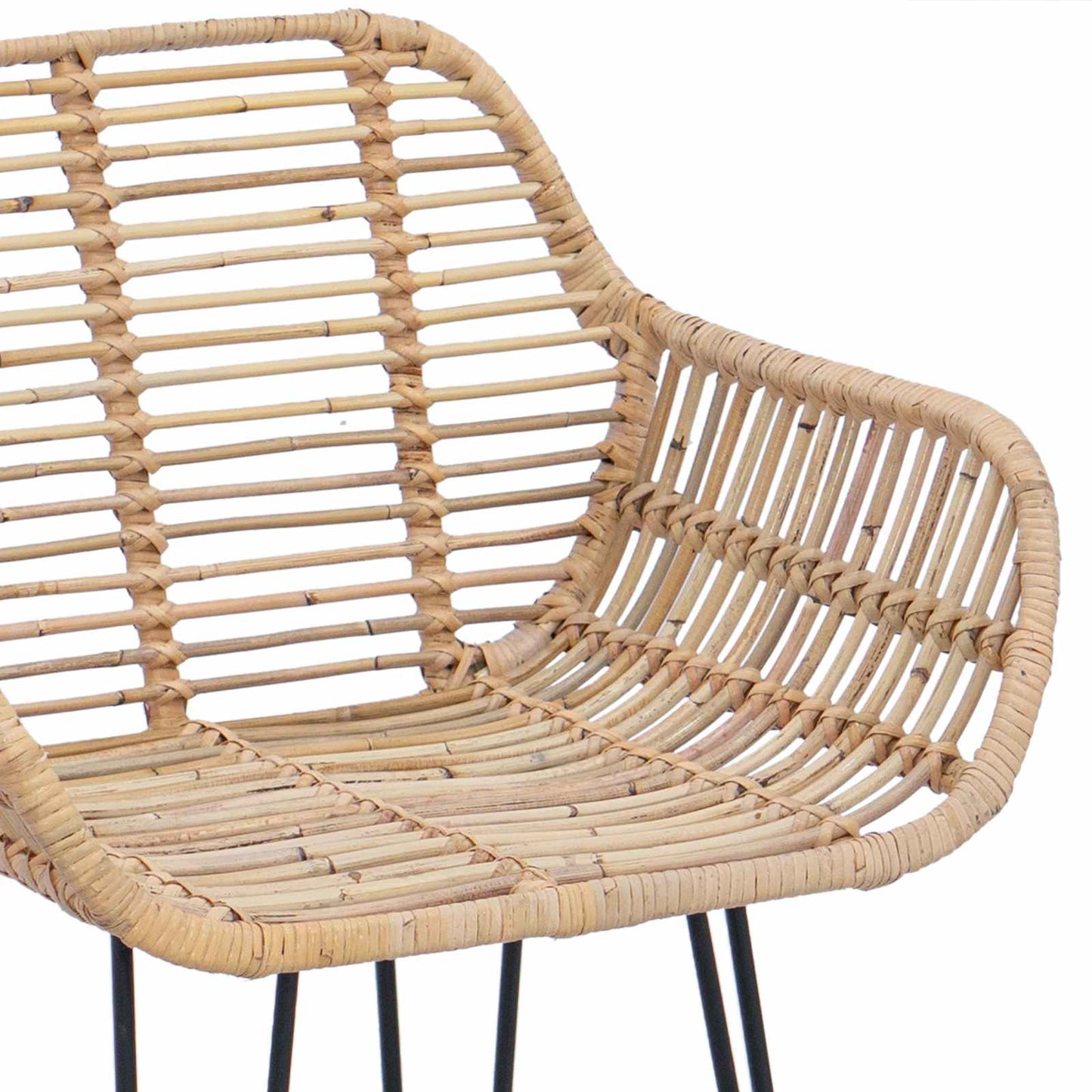 vidaXL Bar Chair 2 pcs Natural 55 x 52 x 92 cm Rattan and Iron