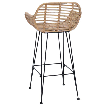 vidaXL Bar Chair 2 pcs Natural 55 x 52 x 92 cm Rattan and Iron