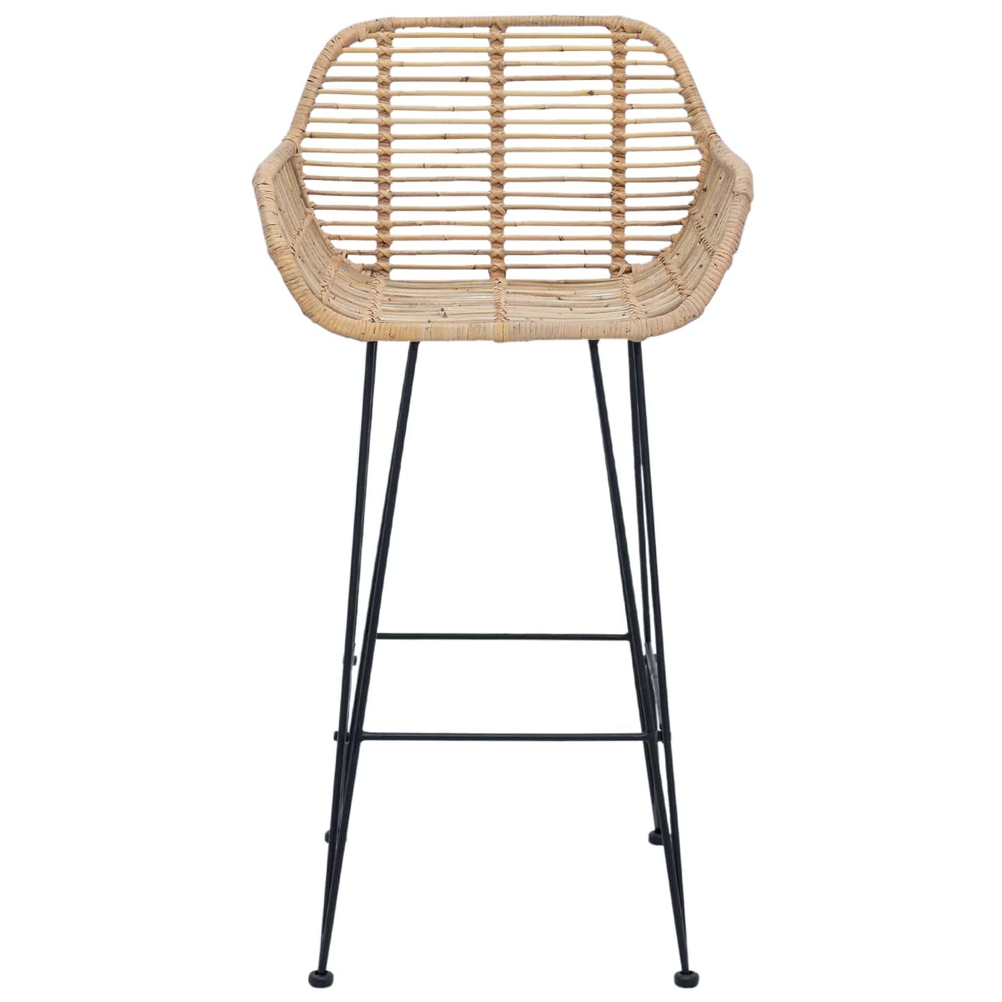 vidaXL Bar Chair 2 pcs Natural 55 x 52 x 92 cm Rattan and Iron
