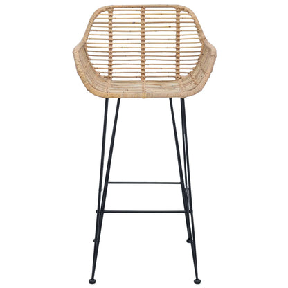 vidaXL Bar Chair 2 pcs Natural 55 x 52 x 92 cm Rattan and Iron