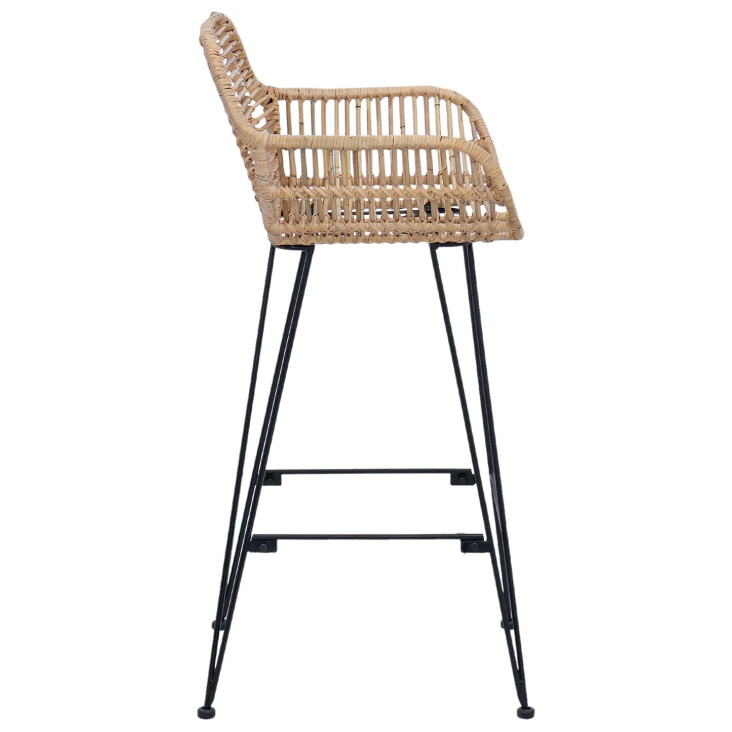vidaXL Bar Chair 2 pcs Natural 55 x 52 x 92 cm Rattan and Iron