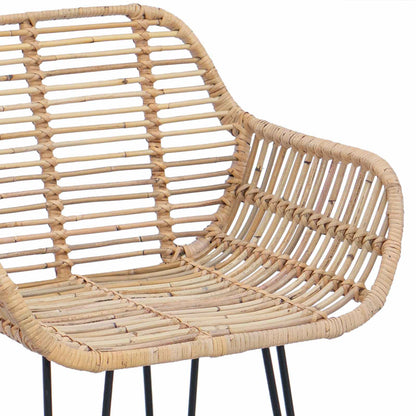 vidaXL Bar Chair 2 pcs Natural 55 x 52 x 105 cm Rattan and Iron