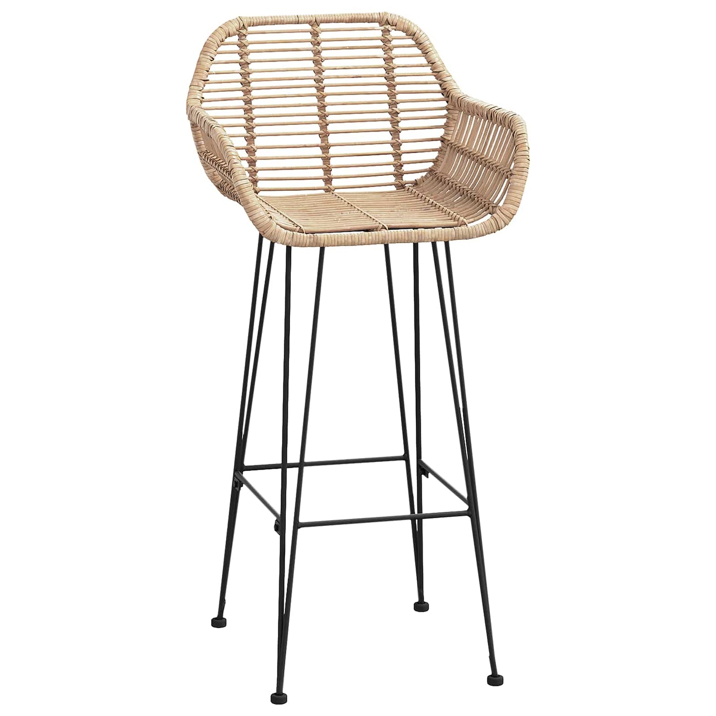 vidaXL Bar Chair 2 pcs Natural 55 x 52 x 105 cm Rattan and Iron