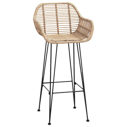 vidaXL Bar Chair 2 pcs Natural 55 x 52 x 105 cm Rattan and Iron